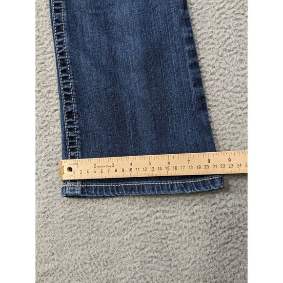 Ariat Jeans Womens 28 Turquoise Whipstitch Boot Flap Pockets Western Blue - Picture 9 of 16
